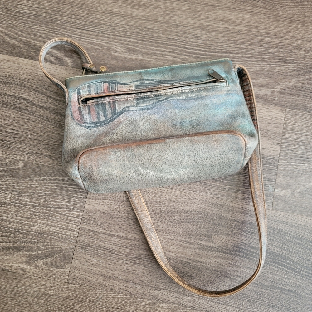 Jane Yoo Wearable Art Leather Shoulder Bag in Gray and Brown